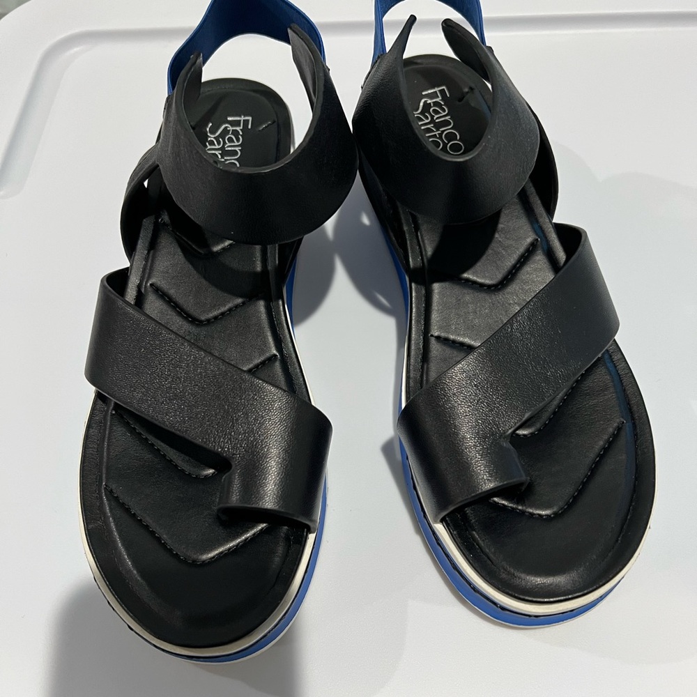 Franco Sarto Two-tone leather wedge sandals